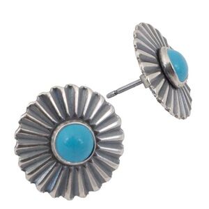 Sterling Silver & Turquoise Navajo Concho Stud Earrings